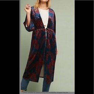 RARE NWT Anthropologie Velvet Palm Kimono Duster